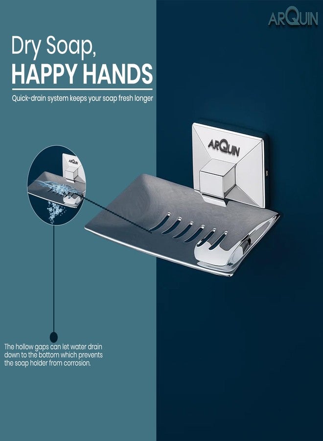 ARQUIN ARQUIN 304 Grade Stainless Steel Soap Holder for Bathroom | Soap Dish | Soap Stand | Bathroom Accessories Set Modern Design with Drainage Slots Soap Stand for Washbasin Vento (Chrome) - Image 4